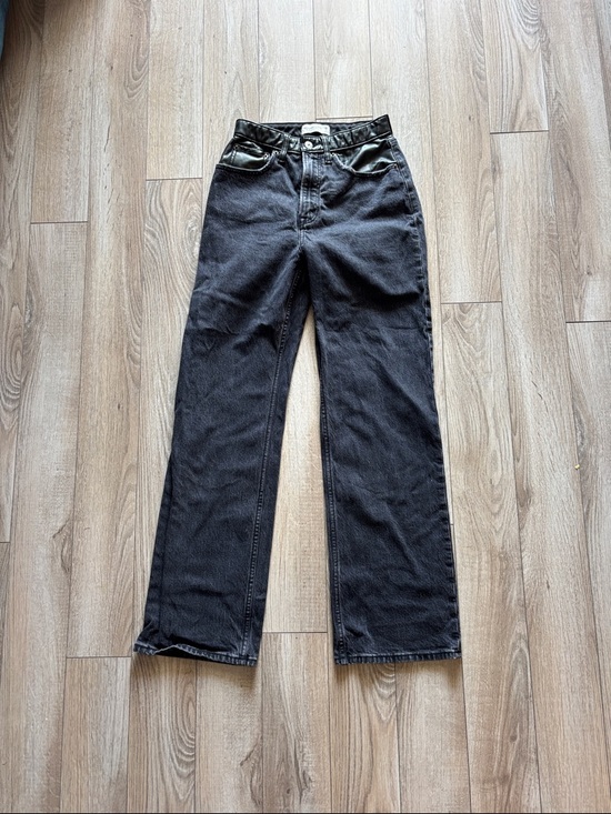 Abercrombie & Fitch Denim - Abercrombie and Fitch leather accent Black High-Rise Straight Leg Jeans
